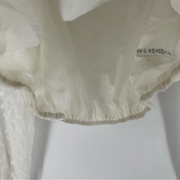 Heatherly Cottage Eyelet‎ Crop Top Balloon Sleeve Peasant Embroidered Size XSP - Picture 6 of 12